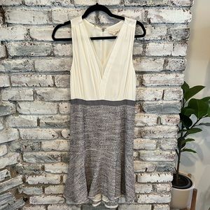 Rebecca Taylor Cream and Gray Tweed Sleeveless Dress